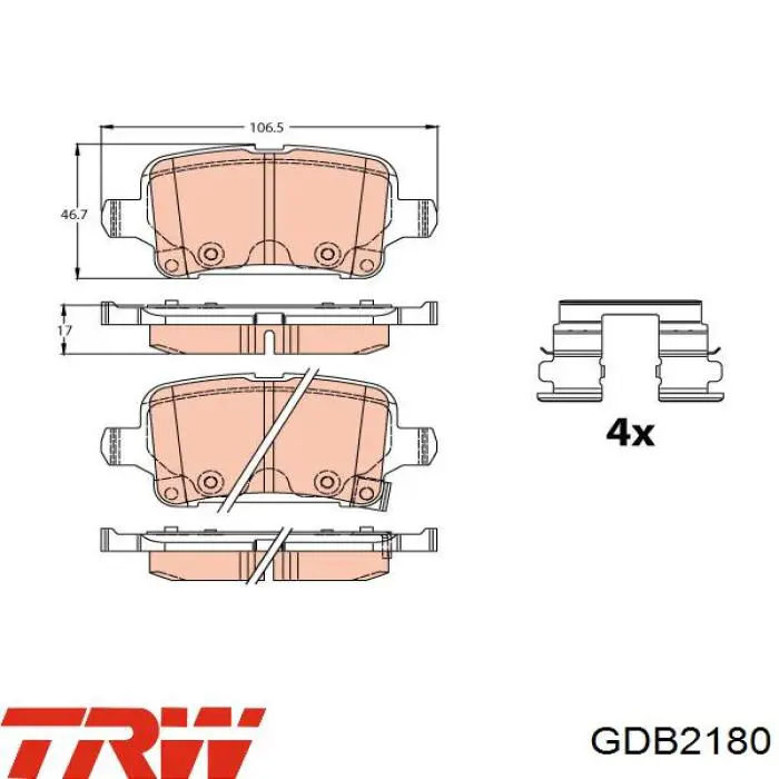 GDB2180 TRW Pastillas freno traseras