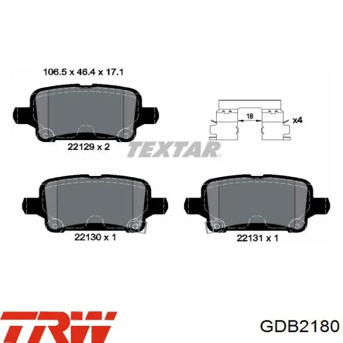Comprar GDB2180 TRW Pastillas de freno traseras