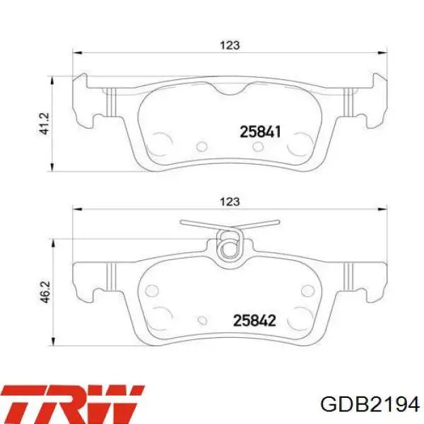 Pastillas de freno traseras GDB2194 TRW