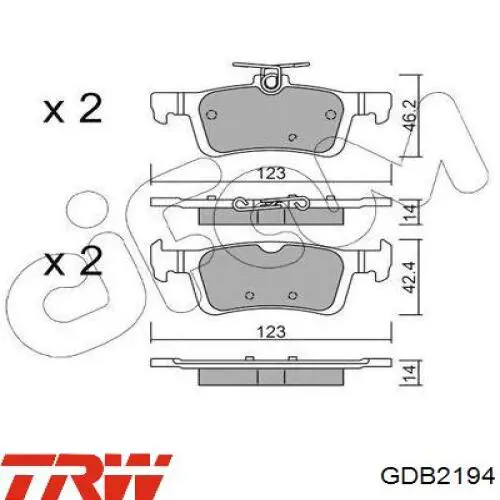 GDB2194 TRW Pastillas freno traseras