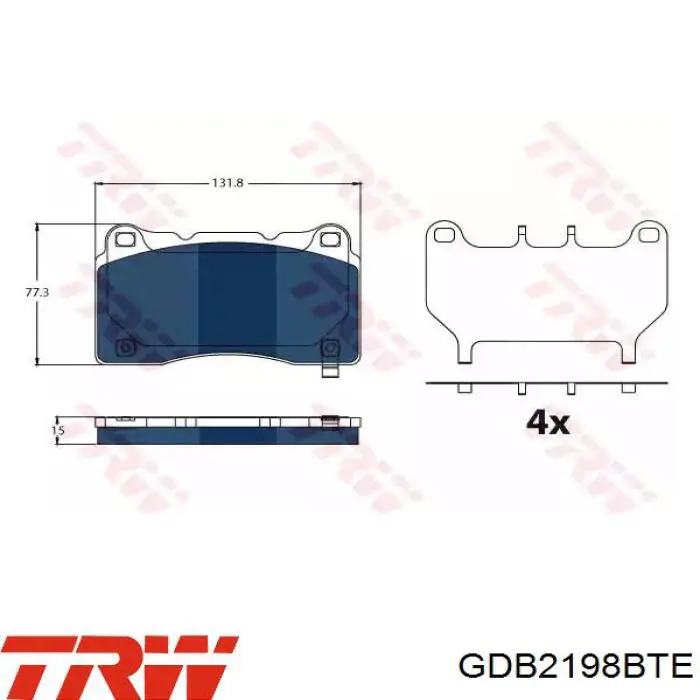 Comprar GDB2198BTE TRW Pastillas delanteras de freno