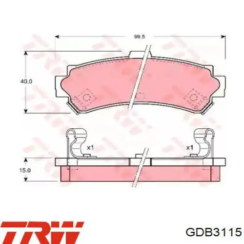 Comprar GDB3115 TRW Pastillas de freno traseras