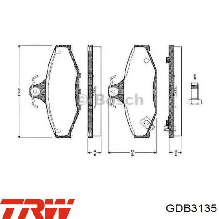 GDB3135 TRW Pastillas freno traseras