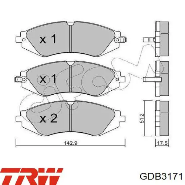 GDB3171 TRW pastillas de freno delanteras