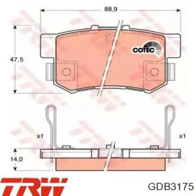 Comprar GDB3175 TRW Pastillas de freno traseras