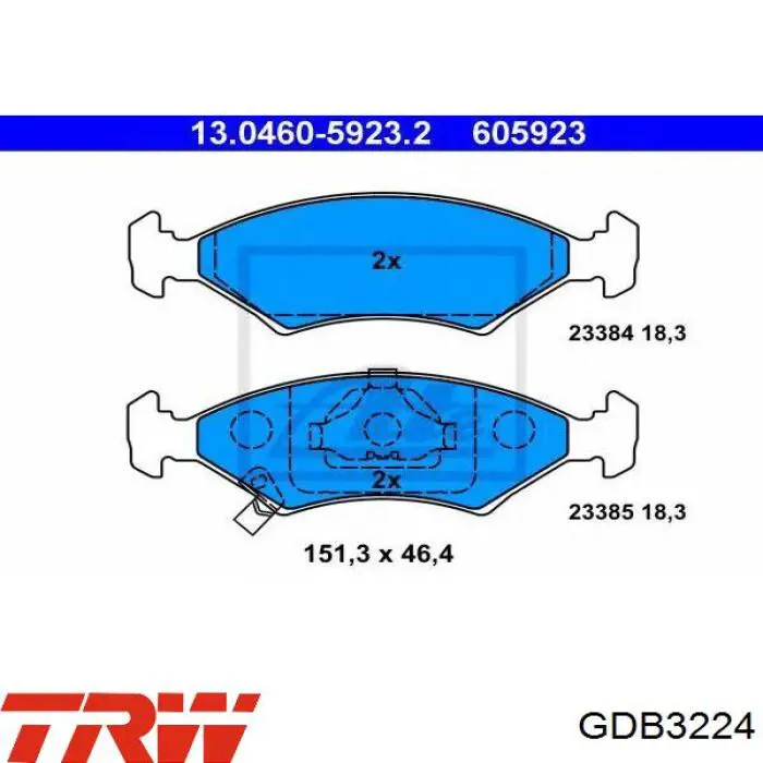 Comprar GDB3224 TRW Pastillas delanteras de freno