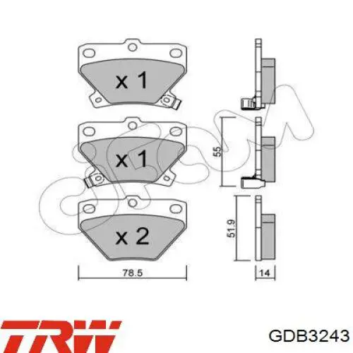 Pastillas de freno traseras GDB3243 TRW