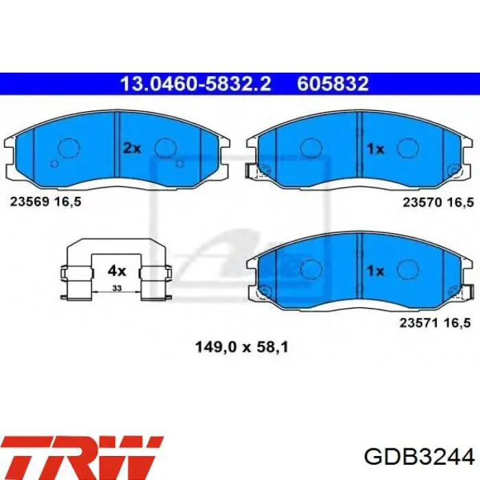 Pastillas de freno GDB3244 TRW