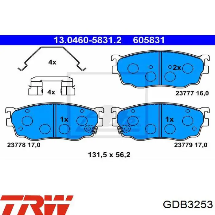 Pastillas de freno GDB3253 TRW