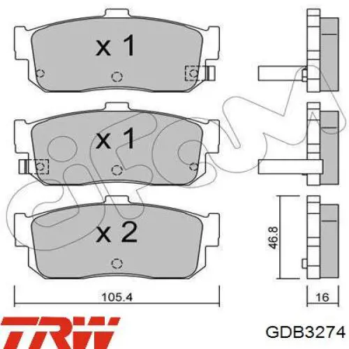 GDB3274 TRW pastillas de freno traseras