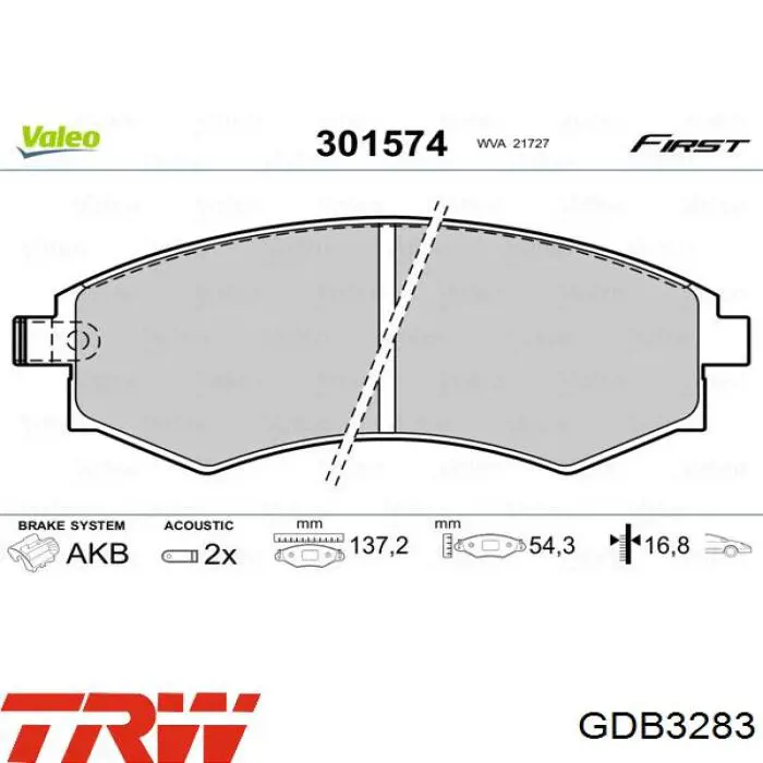 GDB3283 TRW pastillas de freno delanteras