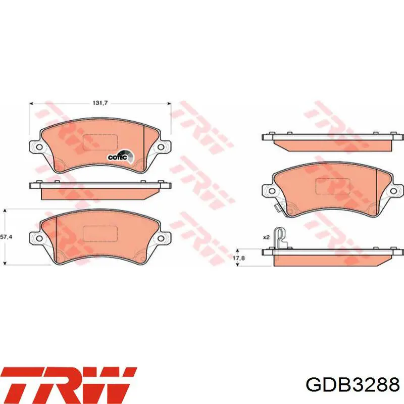 Comprar GDB3288 TRW Pastillas delanteras de freno