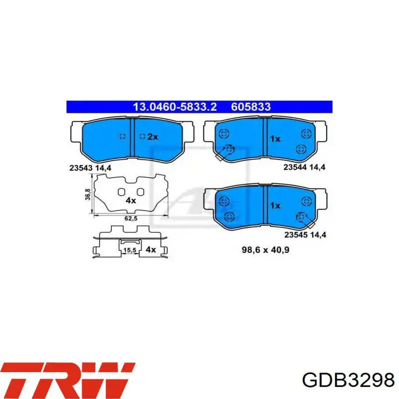 Comprar GDB3298 TRW Pastillas de freno traseras