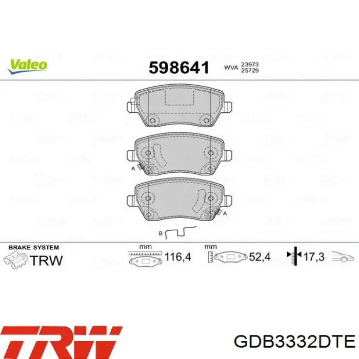 Comprar GDB3332DTE TRW Pastillas delanteras de freno