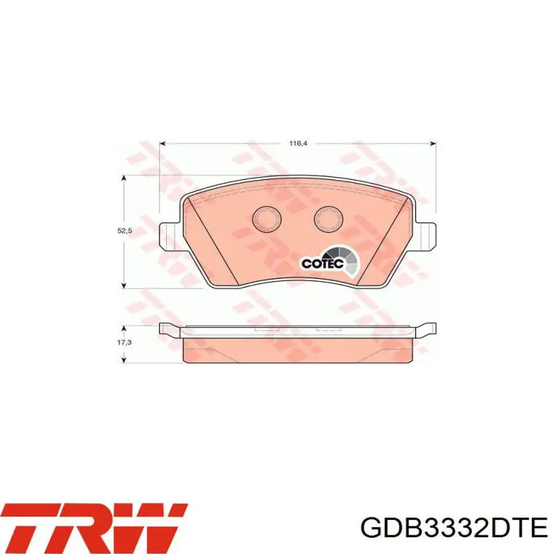 Pastillas de freno GDB3332DTE TRW