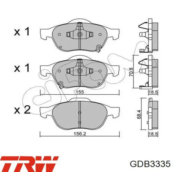 Pastillas de freno GDB3335 TRW