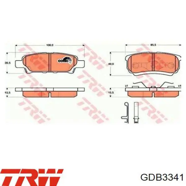 Comprar GDB3341 TRW Pastillas de freno traseras
