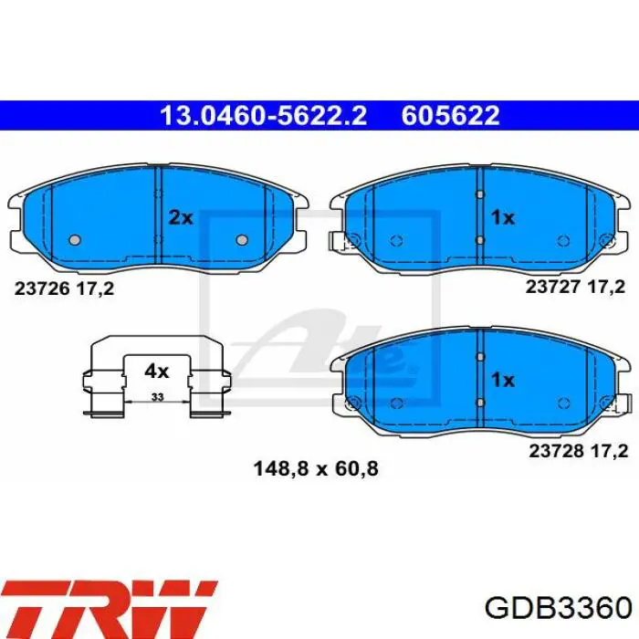 GDB3360 TRW pastillas de freno delanteras