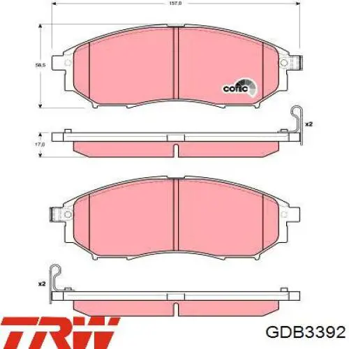 Comprar GDB3392 TRW Pastillas delanteras de freno