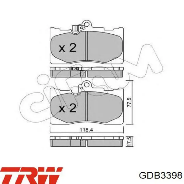 Pastillas de freno GDB3398 TRW