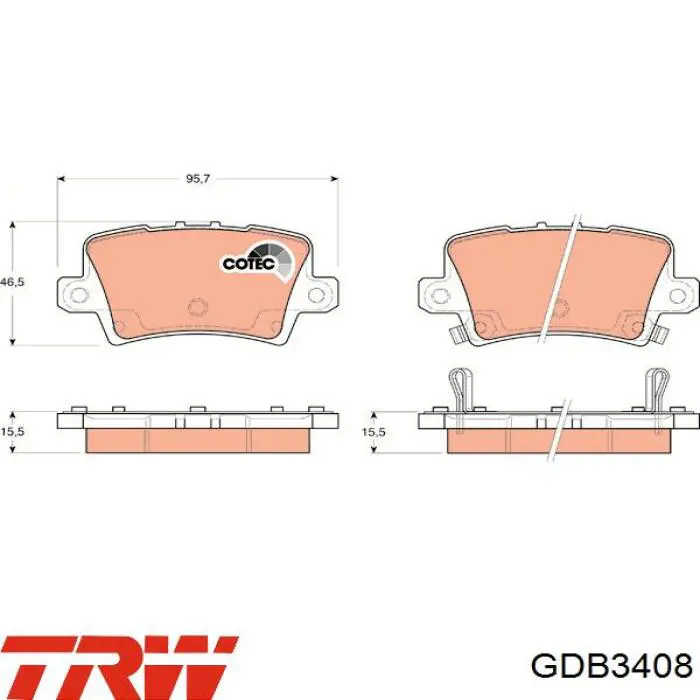 Comprar GDB3408 TRW Pastillas de freno traseras