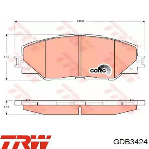 GDB3424 TRW Pastillas delanteras