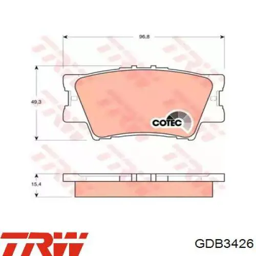 Pastillas de freno traseras GDB3426 TRW