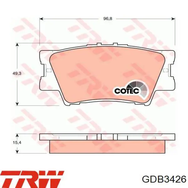 Comprar GDB3426 TRW Pastillas de freno traseras
