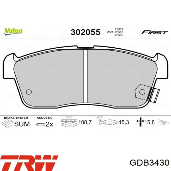 GDB3430 TRW pastillas de freno delanteras