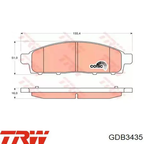 Comprar GDB3435 TRW Pastillas delanteras de freno