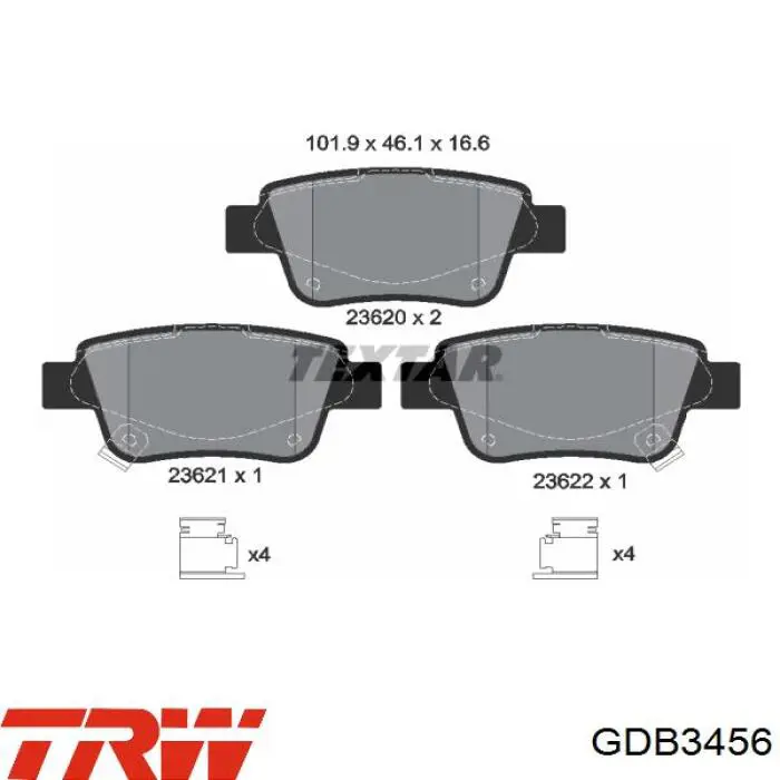 GDB3456 TRW pastillas de freno traseras