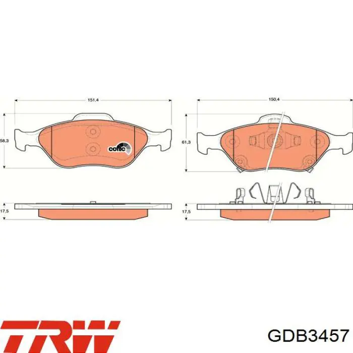 Comprar GDB3457 TRW Pastillas delanteras de freno