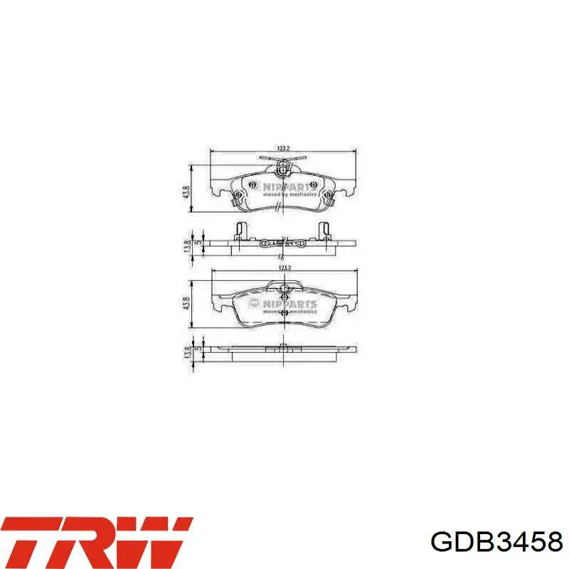Comprar GDB3458 TRW Pastillas de freno traseras