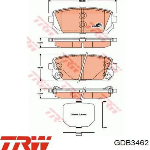 Comprar GDB3462 TRW Pastillas de freno traseras