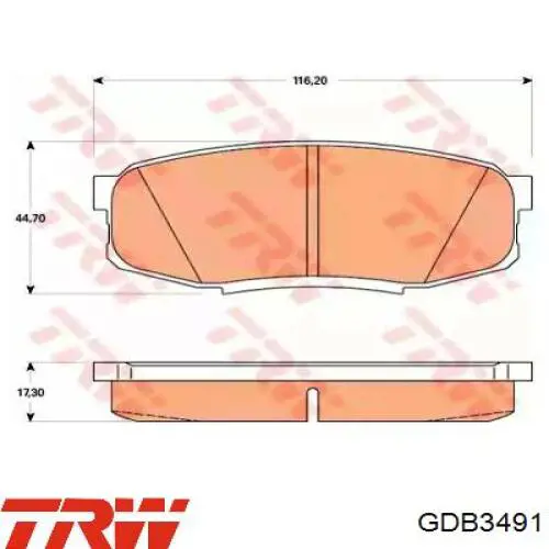 Pastillas de freno traseras GDB3491 TRW