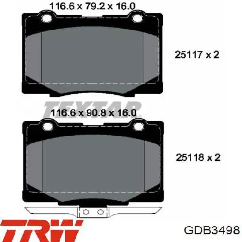 GDB3498 TRW pastillas de freno delanteras