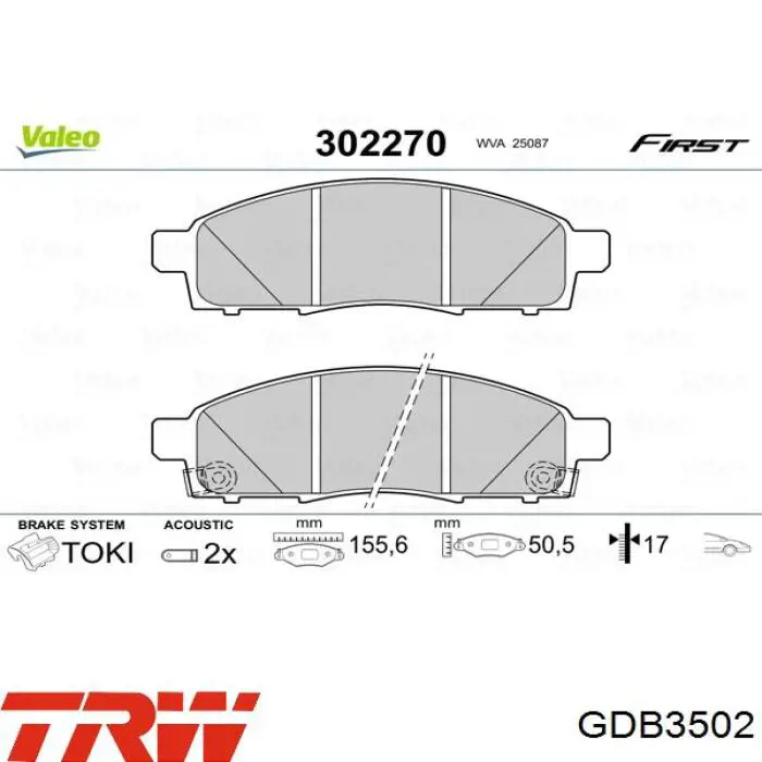 Pastillas de freno GDB3502 TRW