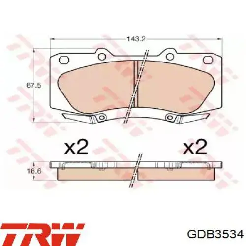 Comprar GDB3534 TRW Pastillas delanteras de freno