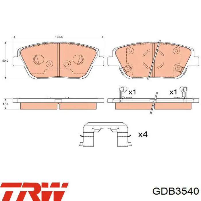 GDB3540 TRW pastillas de freno delanteras