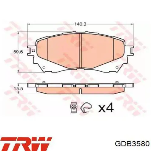 Comprar GDB3580 TRW Pastillas delanteras de freno