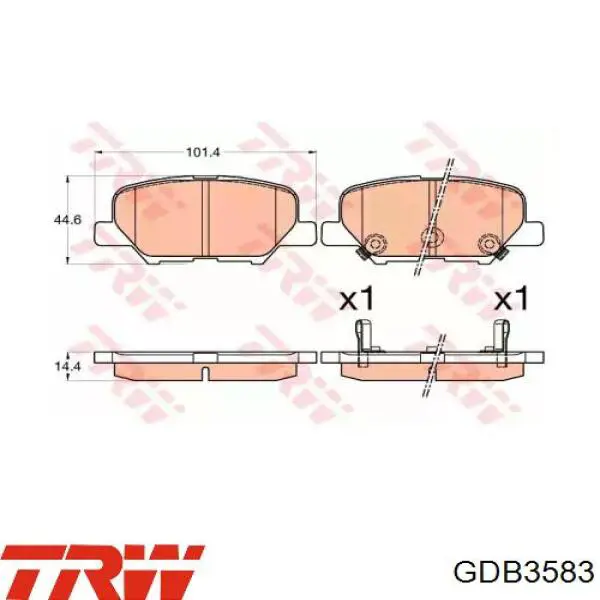 Pastillas de freno traseras GDB3583 TRW