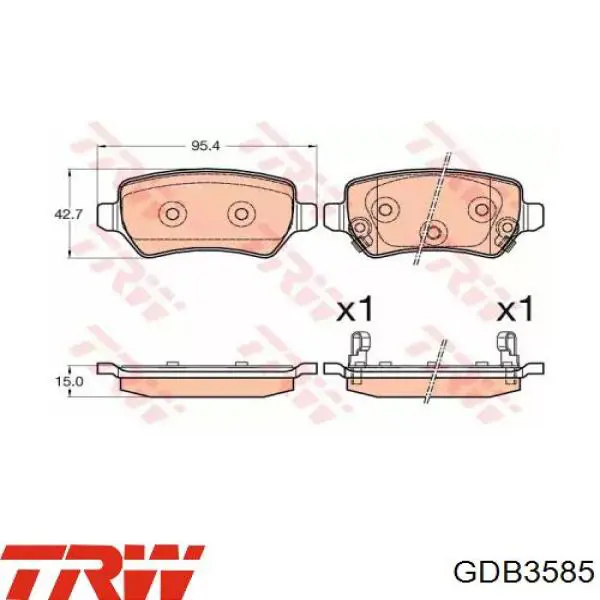 GDB3585 TRW Pastillas freno traseras
