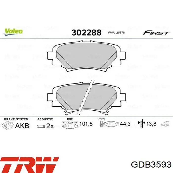 Comprar GDB3593 TRW Pastillas de freno traseras