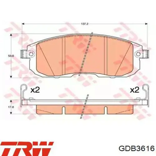 Comprar GDB3616 TRW Pastillas delanteras de freno