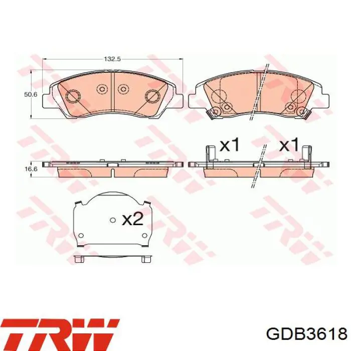 Comprar GDB3618 TRW Pastillas delanteras de freno