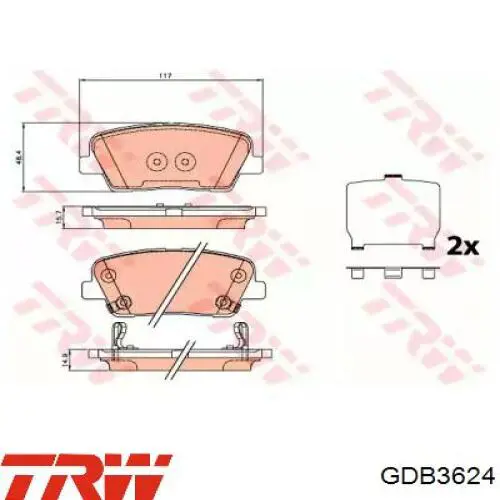 GDB3624 TRW Pastillas freno traseras