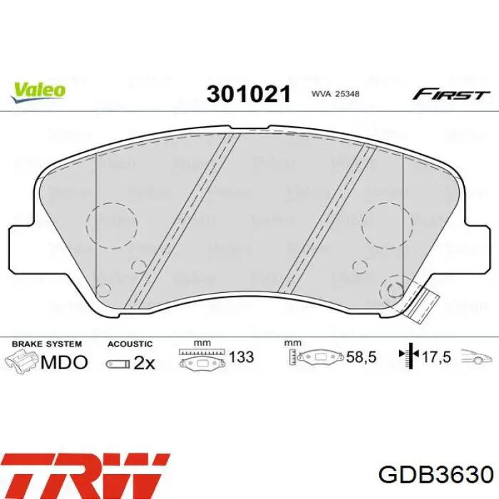 Comprar GDB3630 TRW Pastillas delanteras de freno