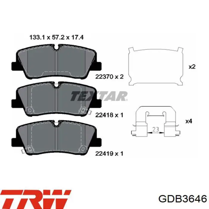 GDB3646 TRW pastillas de freno traseras