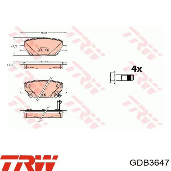 Pastillas freno delanteras TRW GDB3647 precio, desde 34,55 EUR