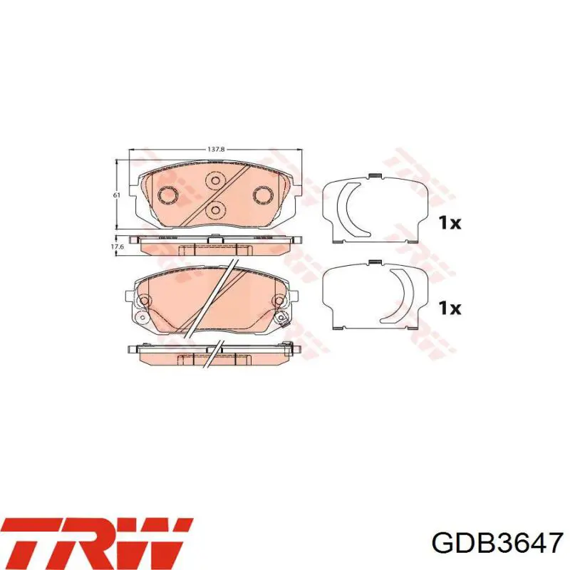 Comprar GDB3647 TRW Pastillas delanteras de freno